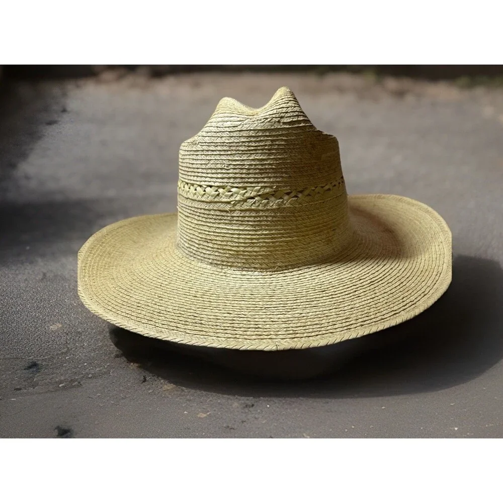 SunBody Hats Palm Leaf Natural Brim Cowboy Western Hat 7 1/2 (60)